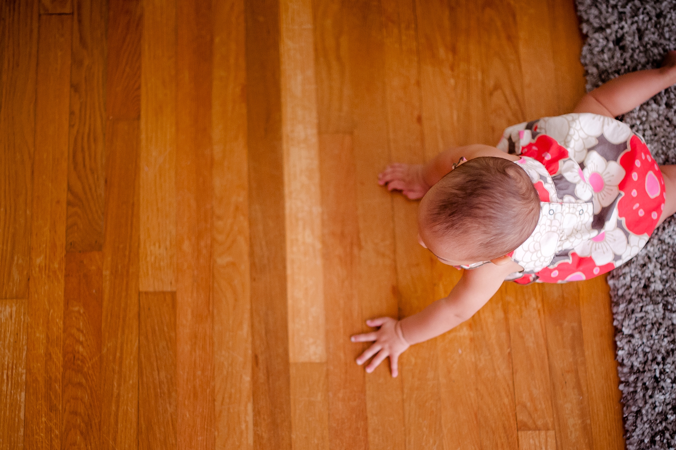 baby crawling at home