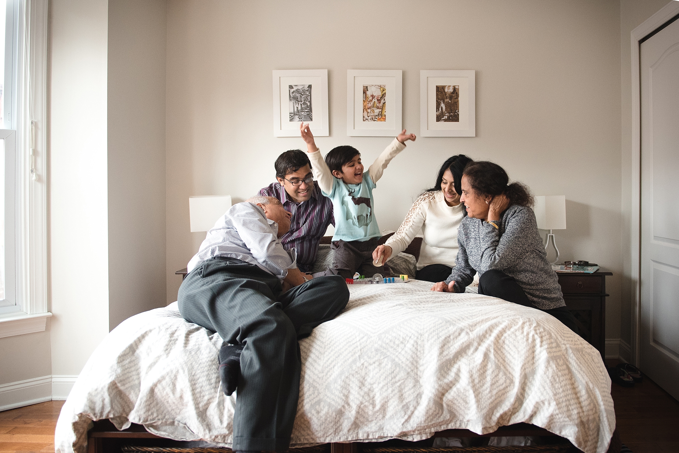 In home photo shoot - family playing games