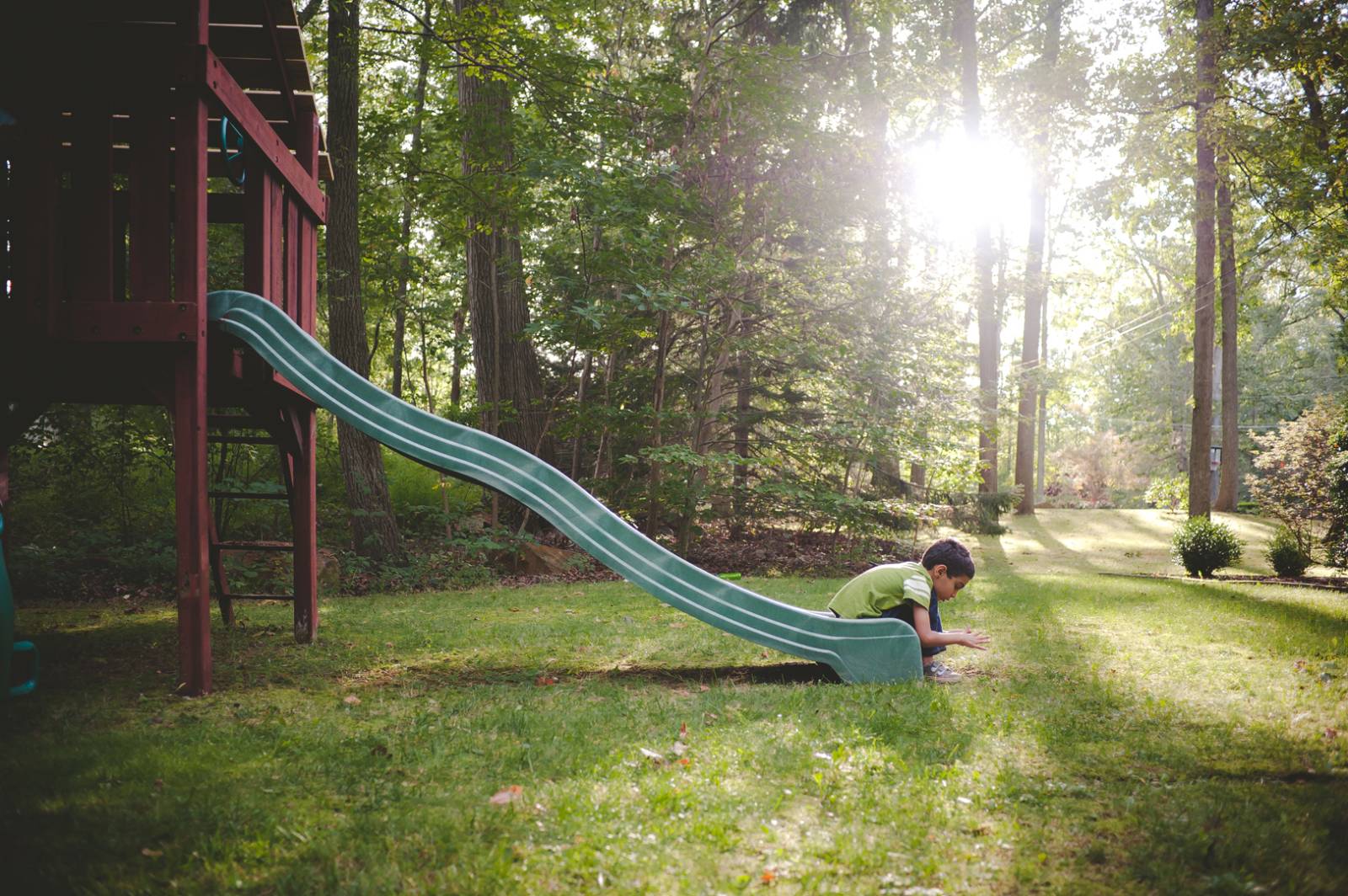 Little boy on swingset