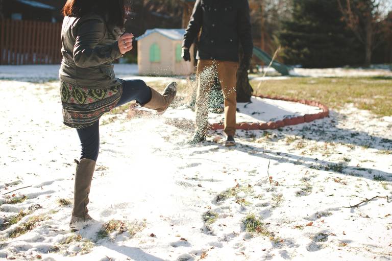 Couple playing in the snow